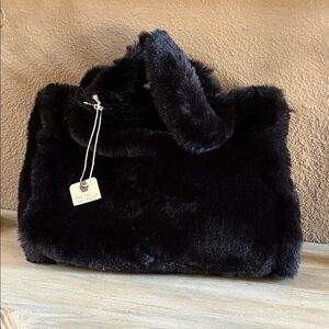 Faux Fur Tote. Black. New with tags